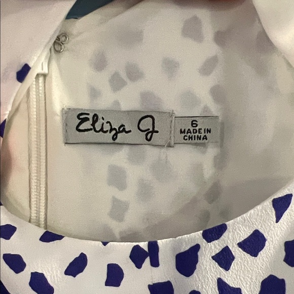 Eliza J White and Blue Patterned Dress - Picture 3 of 6